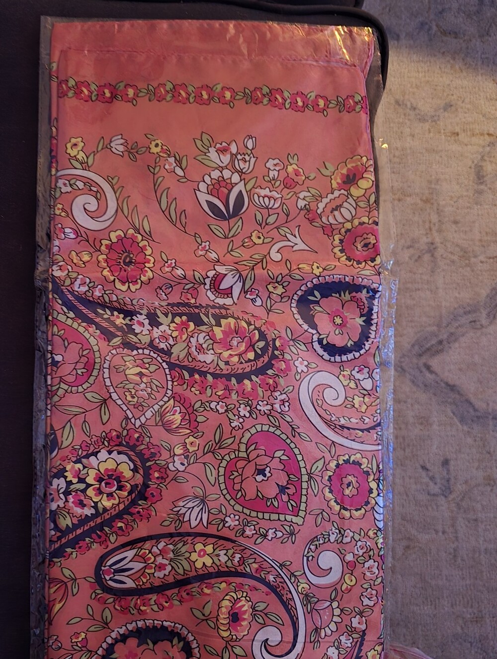 Coral Floral Print Women's Jeans Scarf - Pink Paisley Accent